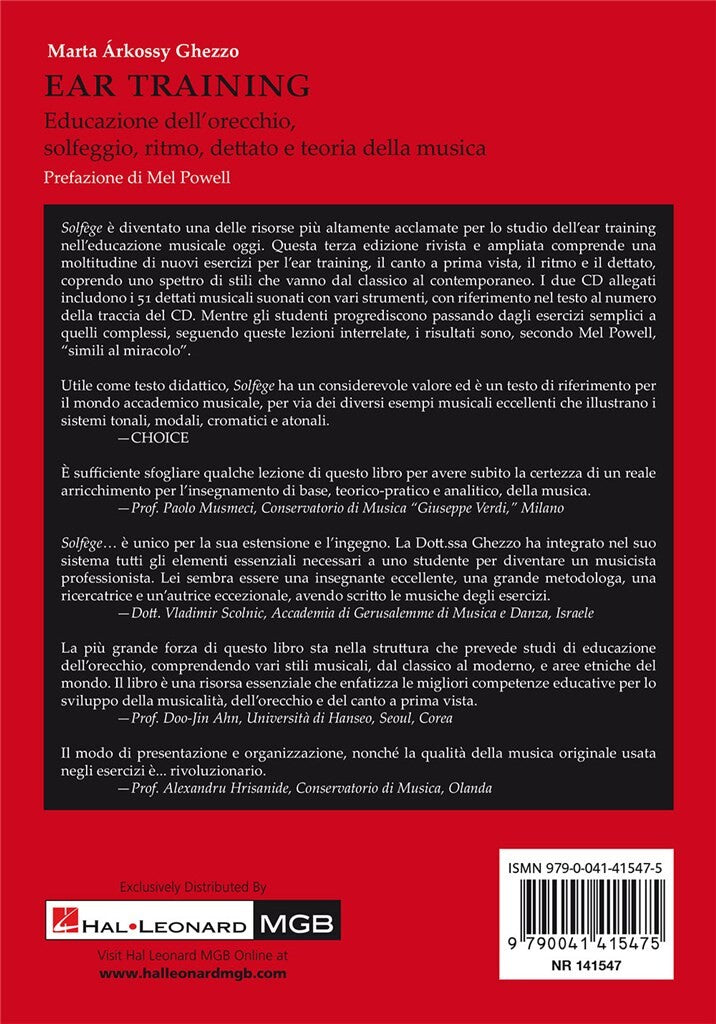 ÁRKOSSY GHEZZO - Ear Training • Educazione dell'orecchio, solfeggio, r –  Bongiovanni Musica